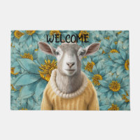 Doormat Verde azulado y amarillo al estilo de la g