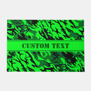 Felpudo Doormat verde extranjero de Camo con las letras de