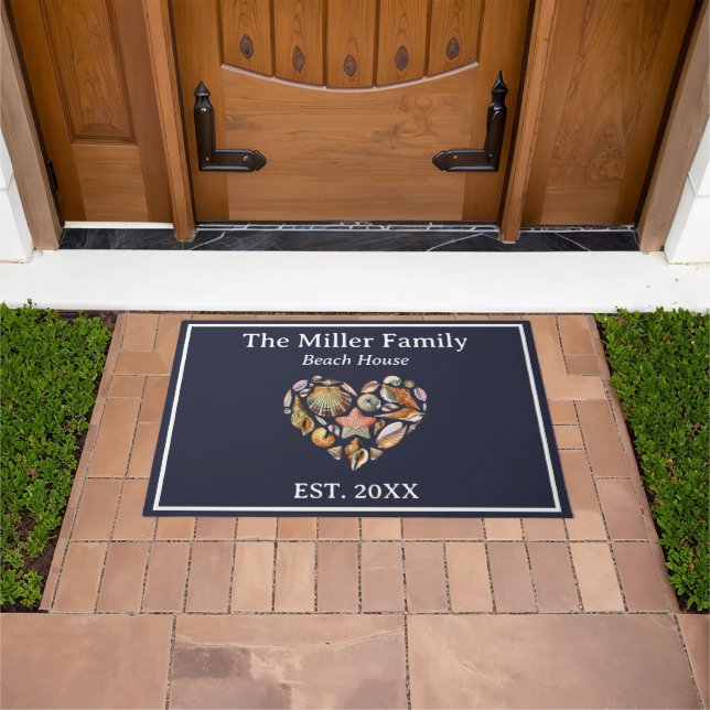 Felpudo Doormat Vintage Seashell Family Beach House (Exterior)