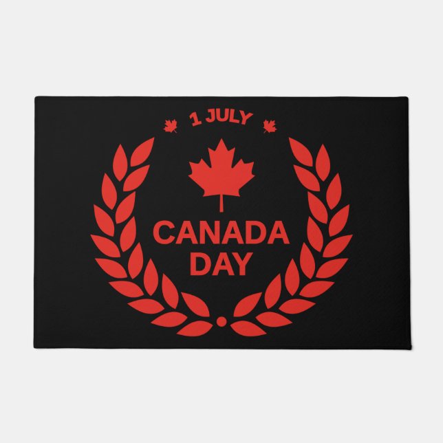 Felpudo Doormat Wreath del Día de Canadá (Anverso)