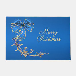 Felpudo Dorado azul Flower Holiday Doormat