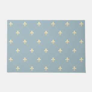 Felpudo Dorado Fleur-de-Lis Dusky Blue