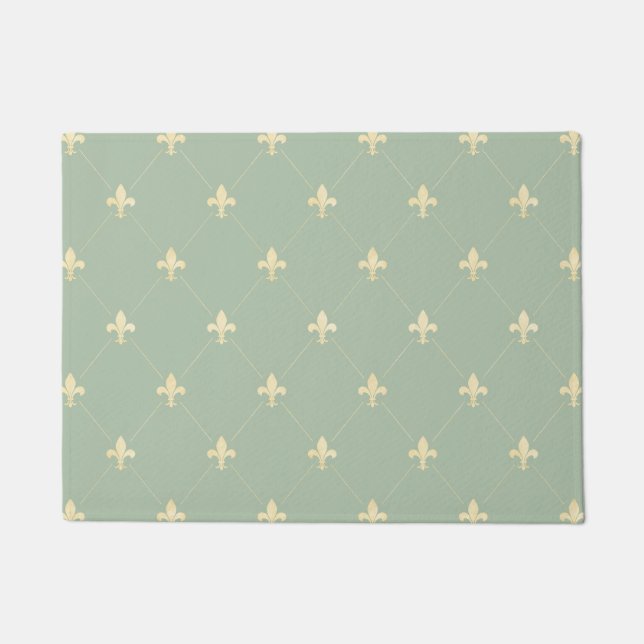 Felpudo Dorado Fleur-de-Lis Sage 18x24 (Anverso)