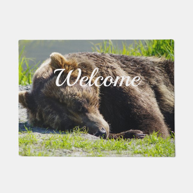 Felpudo Dormido Alaska Grizzat De Bienvenida Doormat (Anverso)
