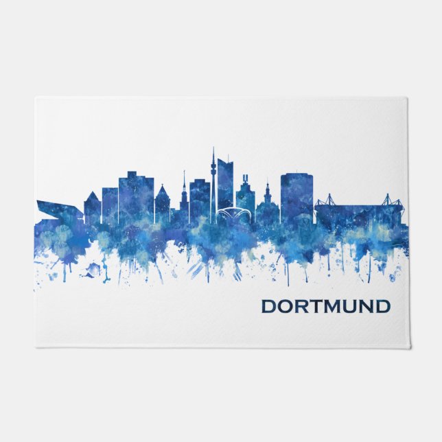 Felpudo Dortmund Germany Skyline Blue (Anverso)