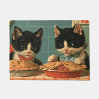 Felpudo Dos adorables gatitos esmoquin horneando tartas