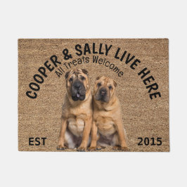 Felpudo Dos amantes del perro personalizados de Shar Pei