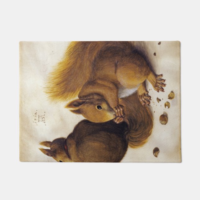 Felpudo Dos ardillas rojas (por Albrecht Dürer) (Anverso)