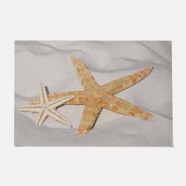 Felpudo Dos estrellas de mar en la arena grande (Anverso)