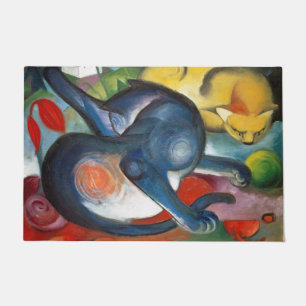 Felpudo Dos gatos, azul y amarillo, Franz Marc