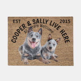 Felpudo Dos Heelers Azules Personalizados Perros Lover