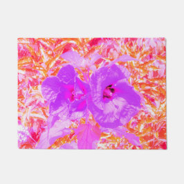 Felpudo Dos hibiscus loco de ciruela morada y caliente en 