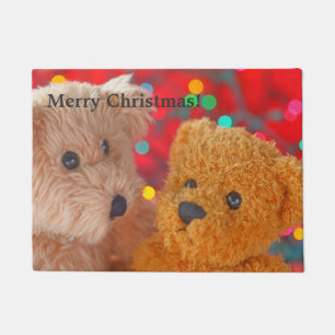 Felpudo Dos osos de peluche con luces de Navidad