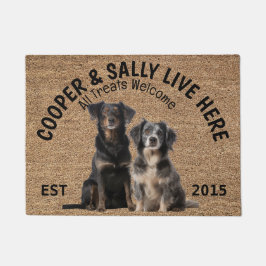 Felpudo Dos pastores australianos personalizan a los amant