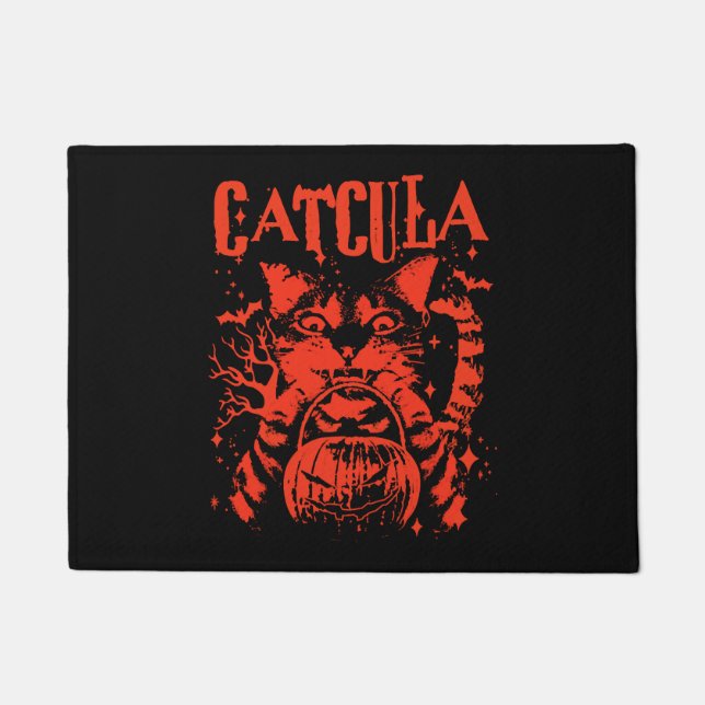 Felpudo Drácula de vampiro CAT de CATCULA Funny Halloween (Anverso)