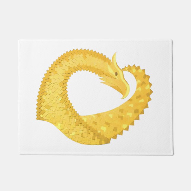 Felpudo Dragón amarillo del corazón en blanco (Anverso)