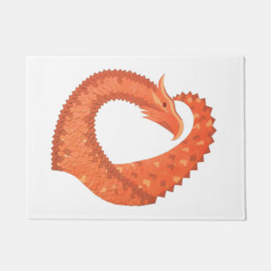 Felpudo dragón cardíaco naranja sobre blanco