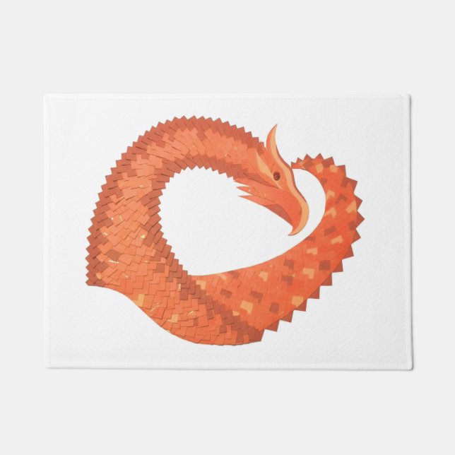 Felpudo dragón cardíaco naranja sobre blanco (Anverso)