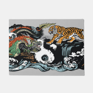 Felpudo Dragón chino contra tigre