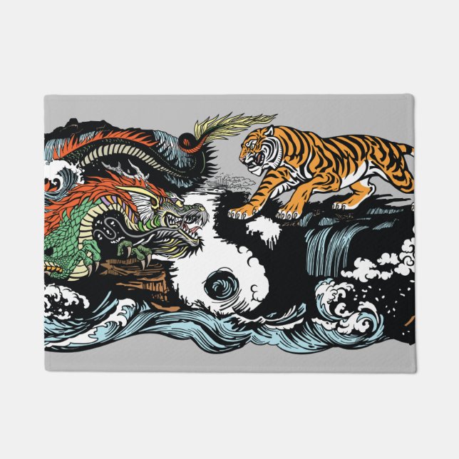 Felpudo Dragón chino contra tigre (Anverso)