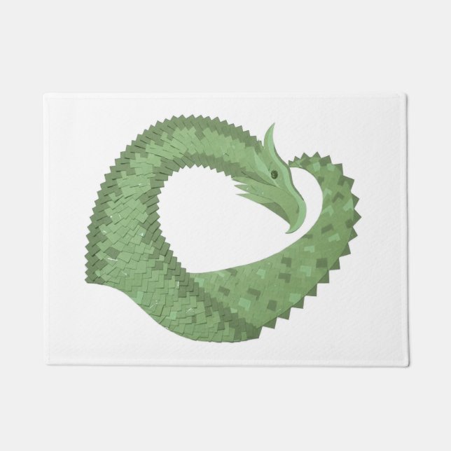 Felpudo Dragón de corazón verde oliva en blanco (Anverso)