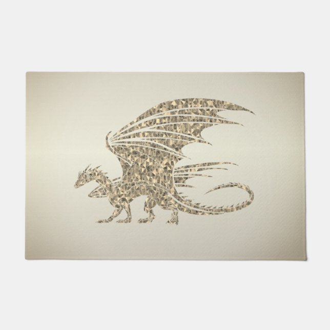 Felpudo Dragón de mosaico asombroso oro (Anverso)