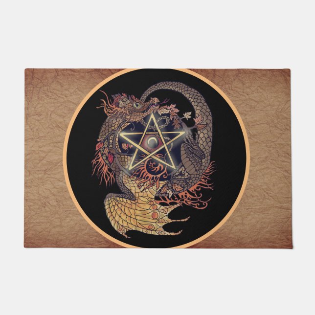 Felpudo Dragón del Pentáculo Art Nouveau (Anverso)