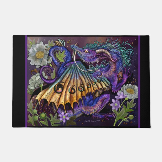 Felpudo Dragón floral  (Anverso)