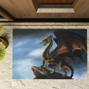 Felpudo Dragón negro de oro de cobre
