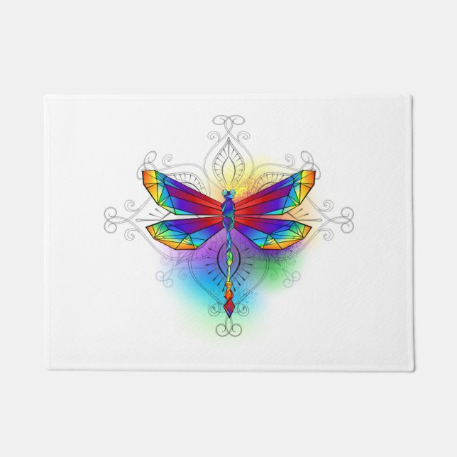 Felpudo Dragón poligonal arcoiris (Anverso)