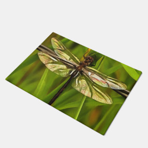 Felpudo Dragonfly Artificial En Marrón Y Amarillo En Verde