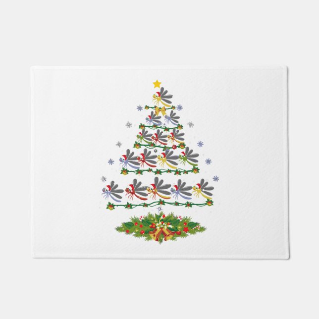 Felpudo Dragonfly Bird Christmas Tree Regalo Funny Navidad (Anverso)