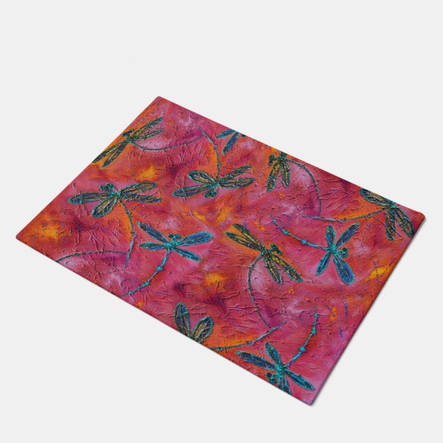 Felpudo Dragonfly Dance Hot Fuchsia Puerta Mat (Angular)