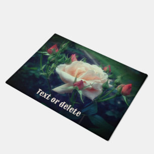Felpudo Dreamy Peach Rosa Y Rosebud Flower Personalizadas