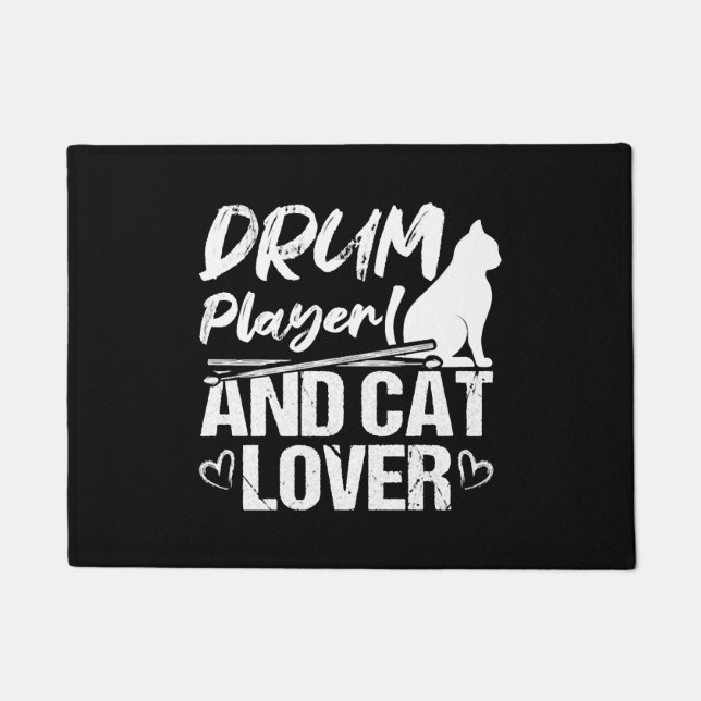 Felpudo Drum Player Y Cat Lover Drums Y Cats Lover (Anverso)