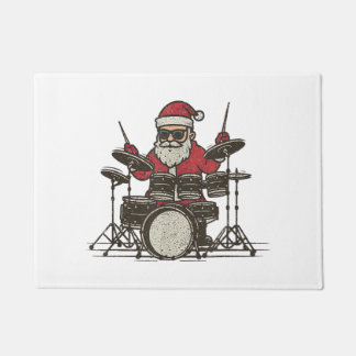 Felpudo Drummer Christmas Funny Vintage Santa Playing Drum