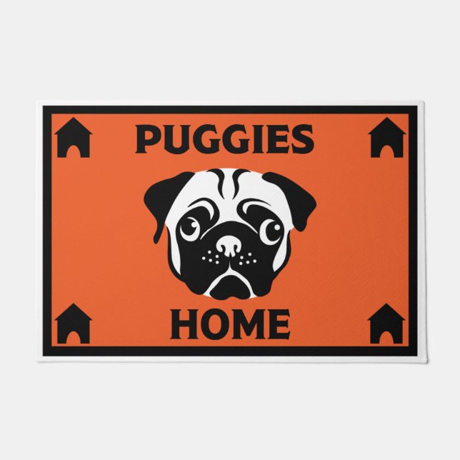 Felpudo Dueños de perros de pug Doormat casero (Anverso)