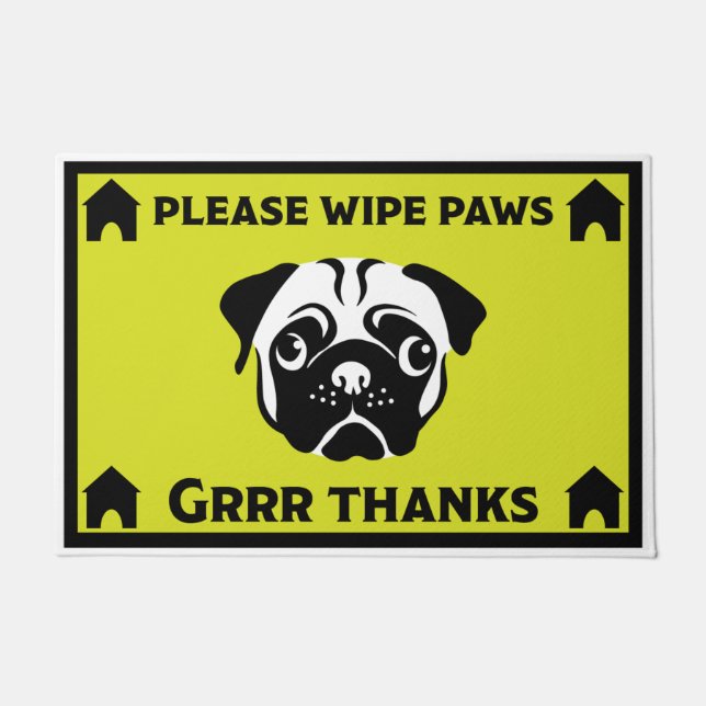 Felpudo Dueños de perros de pug Doormat casero (Anverso)