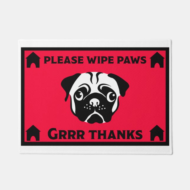 Felpudo Dueños de perros de pug Doormat casero (Anverso)