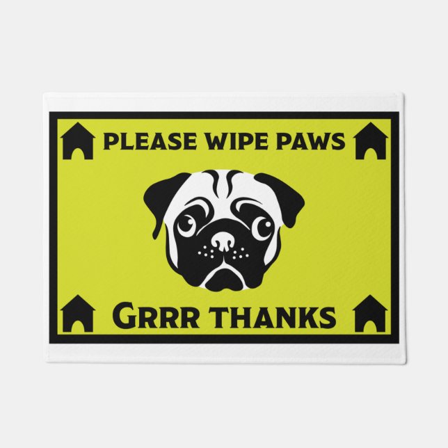 Felpudo Dueños de perros de pug Doormat casero (Anverso)