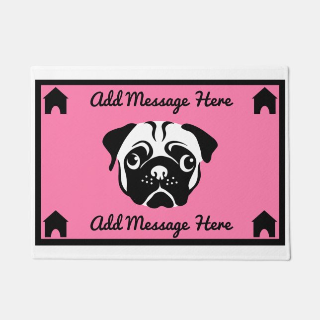 Felpudo Dueños de perros de pug Doormat casero (Anverso)