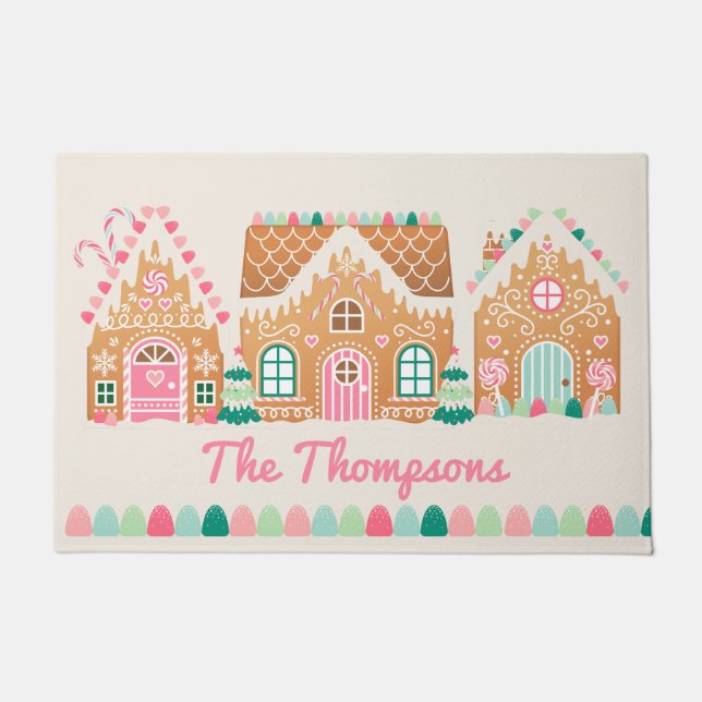 Felpudo Dulce hogar Gingerbread personalizado Doormat (Anverso)