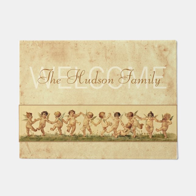 Felpudo Dulce vintage Famoso Bailando Cherubs Personalizad (Anverso)