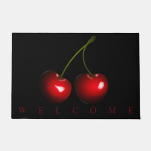 Felpudo Dulces rojos cerezas Doormat Welcome Text