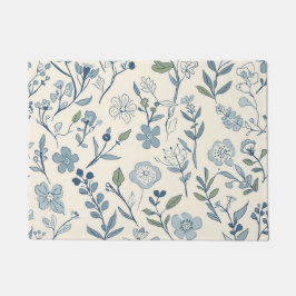 Felpudo Dusty Blue Wildflower Meadow Botanical Pattern