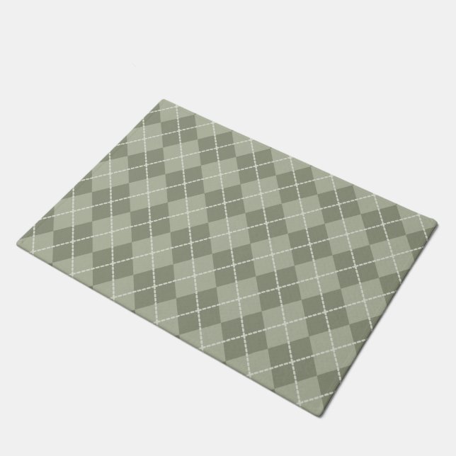 Felpudo Dusty Green Argyle Doormat (Angular)
