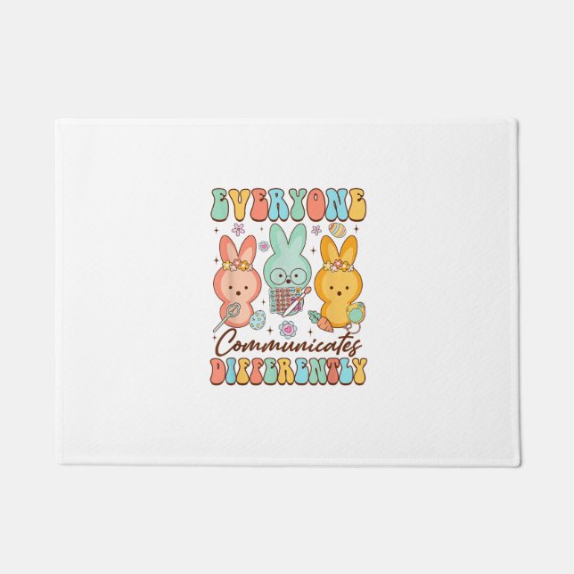 Felpudo Easter Speech Therapy SLP Everyone Communicates Di (Anverso)