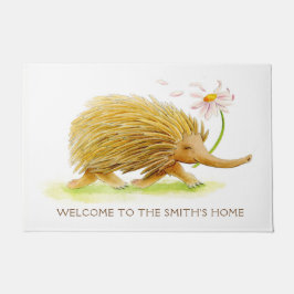 Felpudo Echidna whimsy animal acuarela personalizado