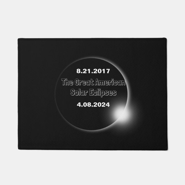 Felpudo Eclipse solar con doble fecha 2024 & 2017 (Anverso)