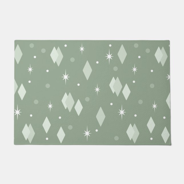 Felpudo Edad Espacial Diamantes Sage Green (Anverso)